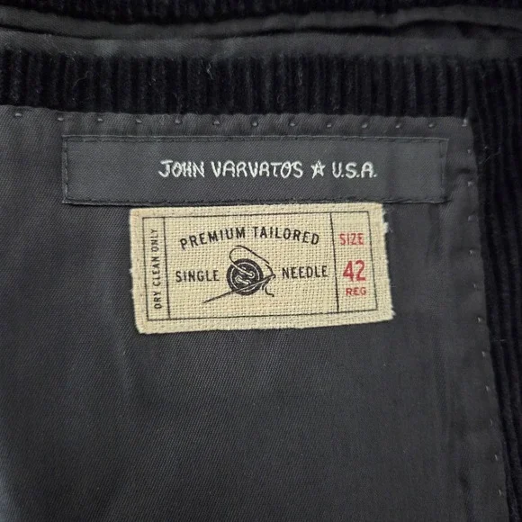 John Varvatos USA Mens Lyon SC Black Corduroy Blazer Sport Coat Jacket Sz 42R